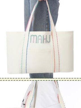 “MAHJ” Tote Bag with Multicolor Stitching